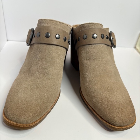 Söfft Suede Leather Mules Studded Buckle Block Heel Clogs Shoes Womens Size 7 - Picture 7 of 10
